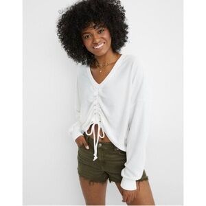 Aerie | Terry Cinched Ruched Crop Top